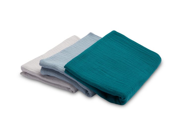 Sensillo, pielucha muślinowa, jednolita, niebieska, 60-80 cm, 3 szt.