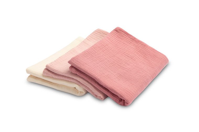 Sensillo, pielucha muślinowa, jednolita, różowa, 60-80 cm, 3 szt.