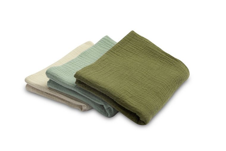 Sensillo, pielucha muślinowa, jednolita, zielona, 60-80 cm, 3 szt.