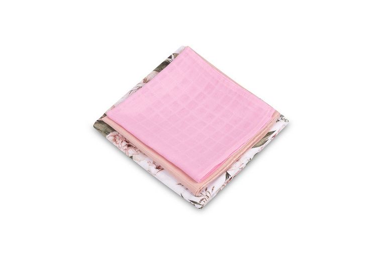 Sensillo, pieluchy muślinowe, kwiaty, 38-38 cm, 60-80 cm, 120-120 cm, 3 szt.