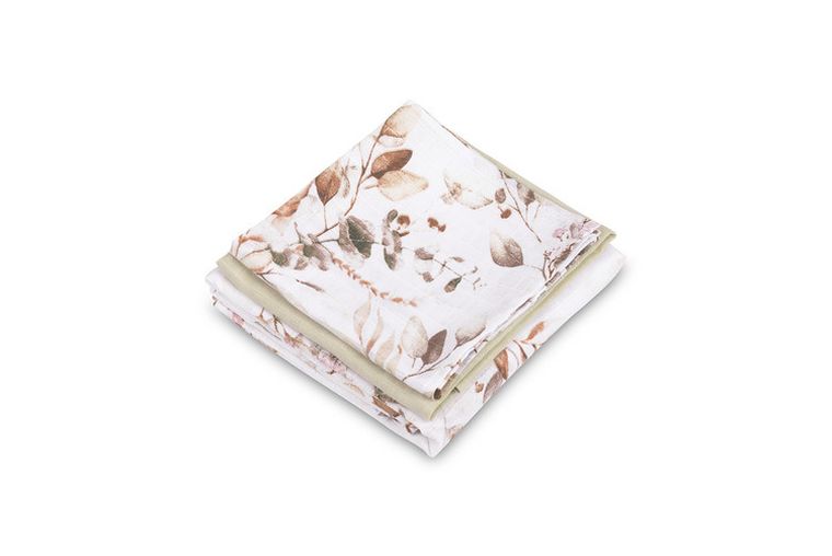 Sensillo, pieluchy muślinowe, listki, 38-38 cm, 60-80 cm, 120-120 cm, 3 szt.