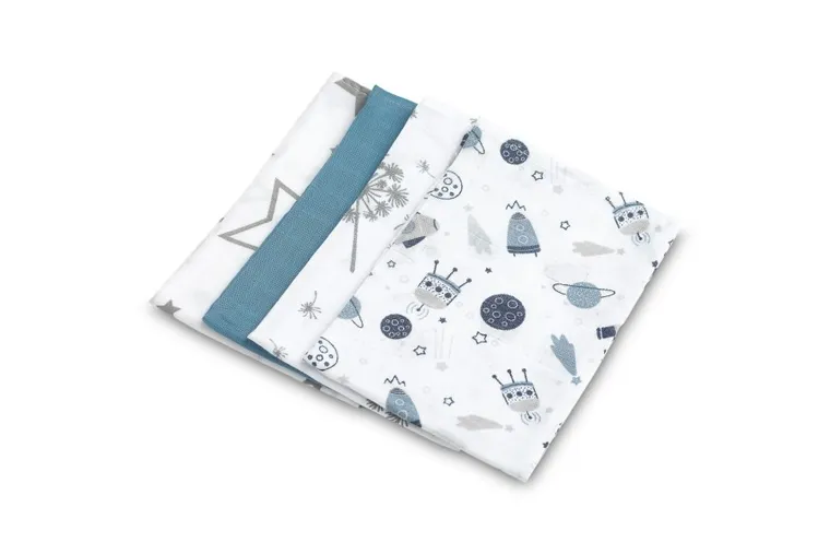 Sensillo, pieluszka muślinowa, niebieska, 35-35 cm, 4 szt.