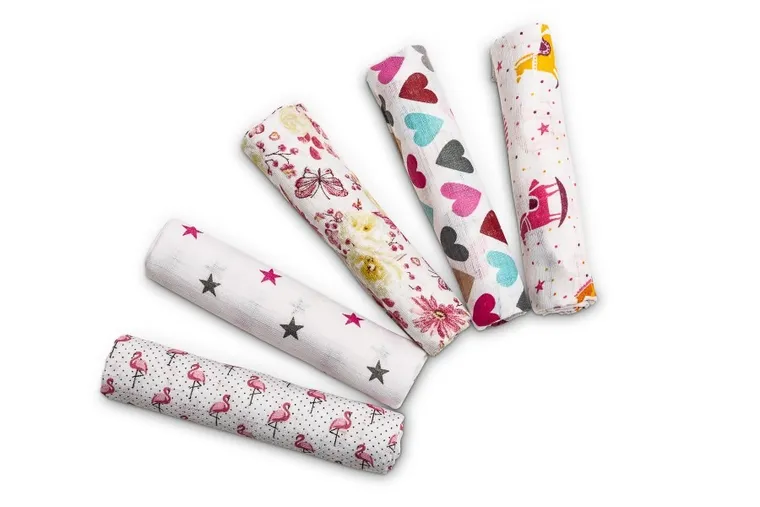 Sensillo, pieluszki tetrowe dla dziewczynki, 70-80 cm, 5 szt.