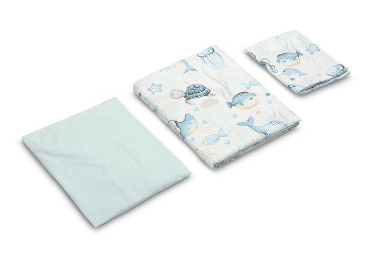 Sensillo, Podwodny świat, 2-częściowy komplet pościeli + prześcieradło, 100-135 cm