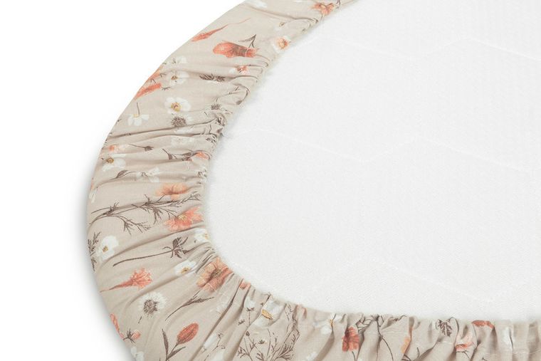 Sensillo, prześcieradło do wózka, bawełna, bloom beige, 35-75 cm
