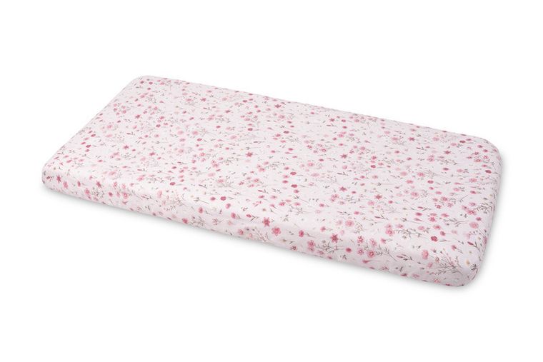 Sensillo, prześcieradło drukowane, bawełna, bloom pink, 60-120 cm
