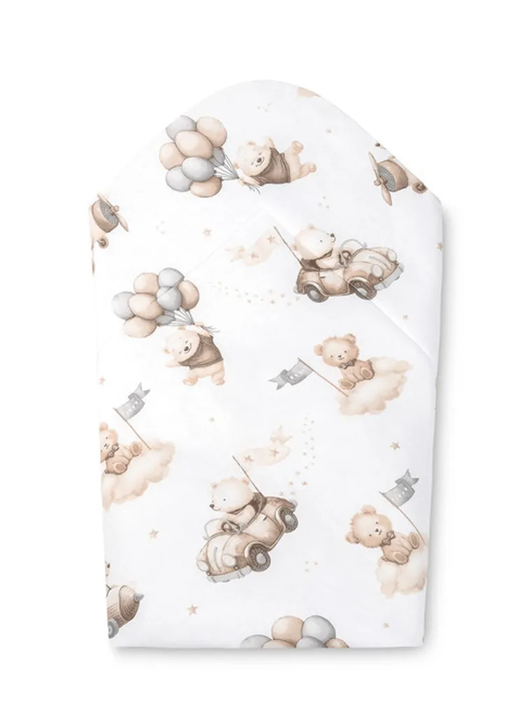 Sensillo, rożek niemowlęcy, flying teddy beige, 75-75 cm