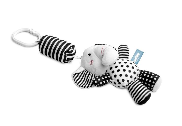 Sensillo, Słoń, zawieszka do wózka, biało-czarna