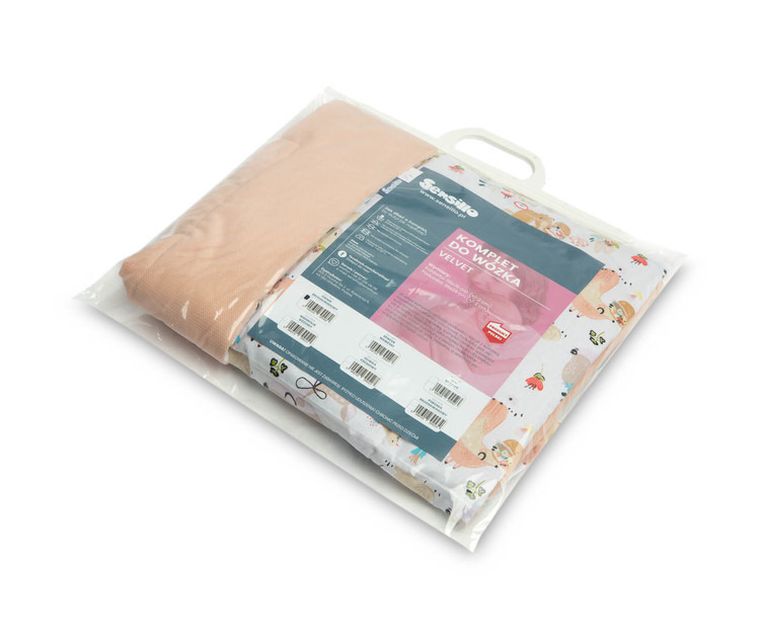 Sensillo, Velvet, Piknik, komplet do wózka z falbanką, brzoskwiniowy