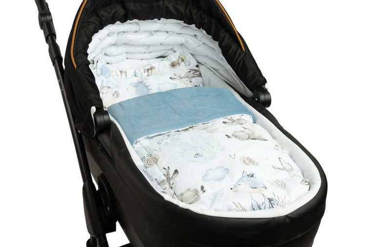 Sensillo, Velvet, Spacer, komplet do wózka z falbanką, niebieski