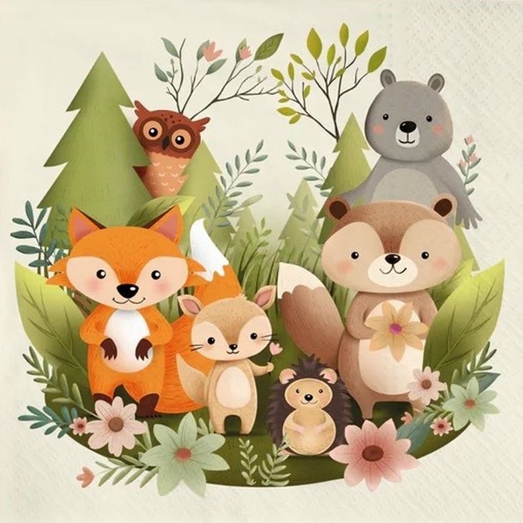 Serwetki, leśni przyjaciele, 10 szt.