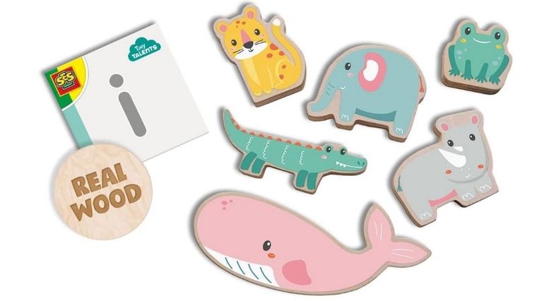 SES Creative, balansujące zwierzęta, drewniane, gra zręcznościowa