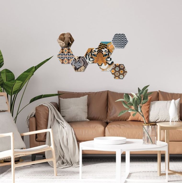 SES Creative, Beedz Art, płytki sześciokątne, mozaika, safari