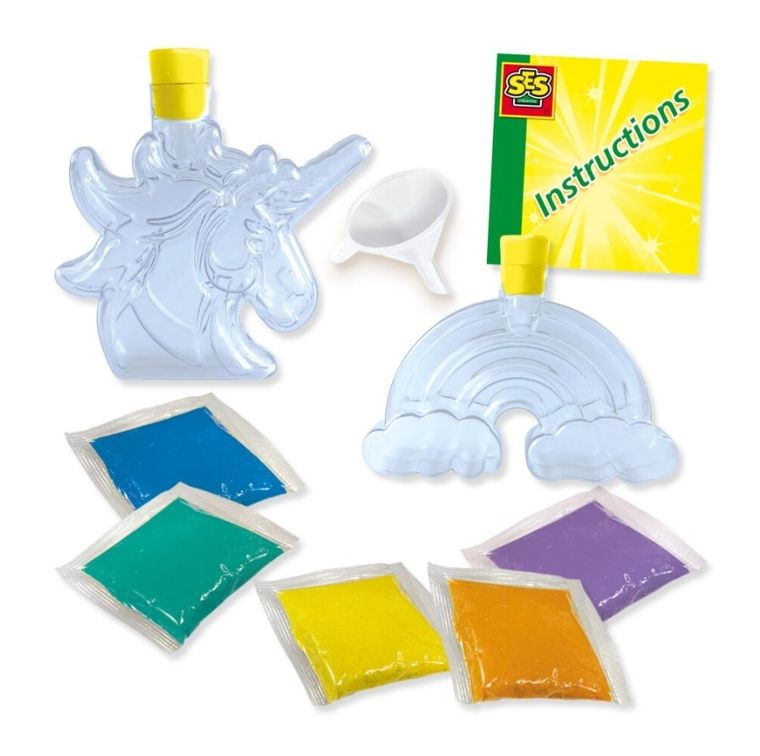 SES Creative, butelki z galaktycznym piaskiem, Jednorożec i tęcza