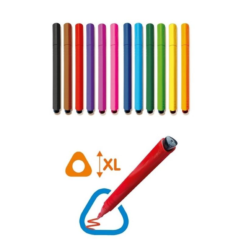 SES Creative, flamastry trójkątne, 12 kolorów