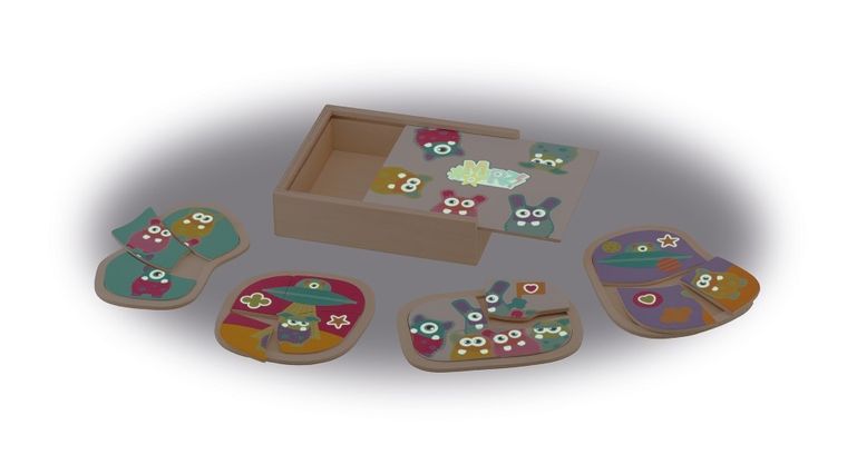 Sevi, Kosmiczne Zwierzątka, zestaw 4 puzzli