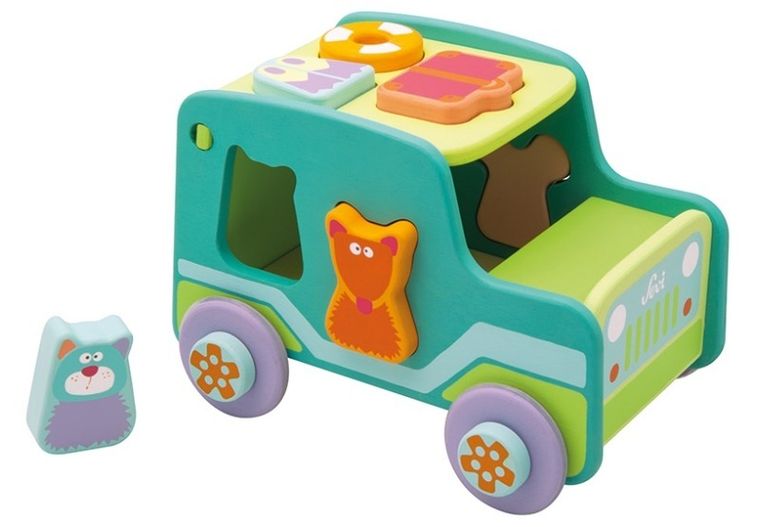 Sevi, Zabawka drewniana, Zielony Jeep - sorter dla dzieci