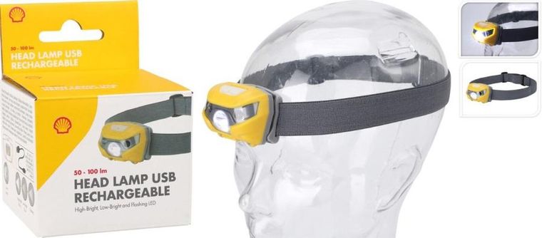 Shell, latarka czołowa LED, USB, z kablem