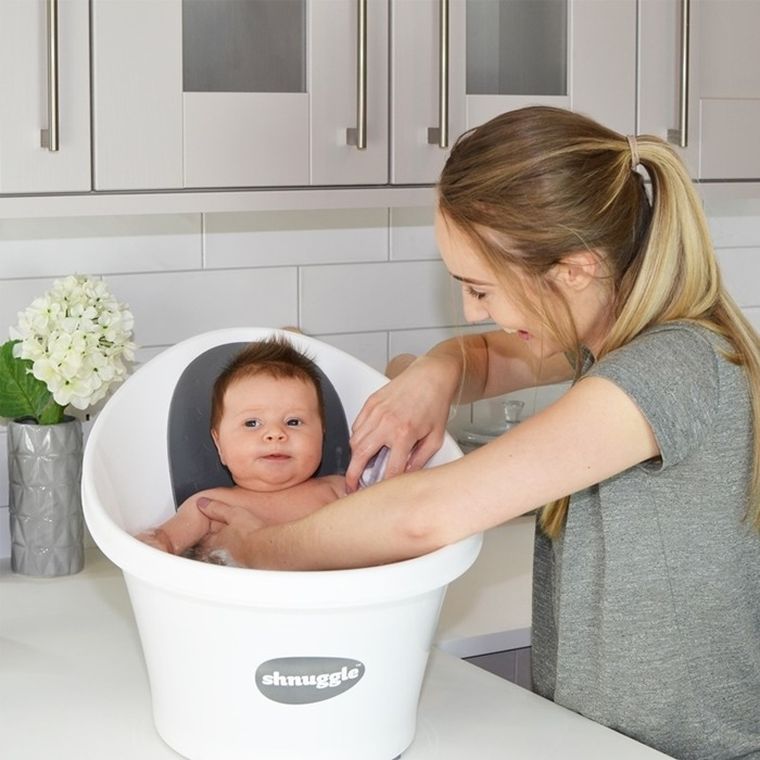 Shnuggle, Baby, wanienka dla niemowlaka z odpływem, white stars