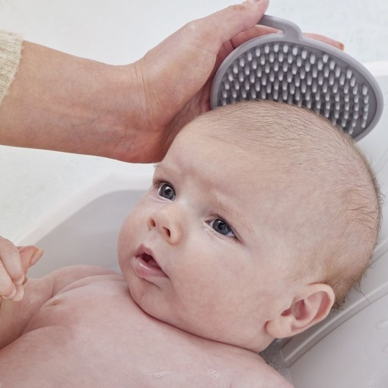 Shnuggle, szczotka silikonowa do włosów dla niemowląt, taupe
