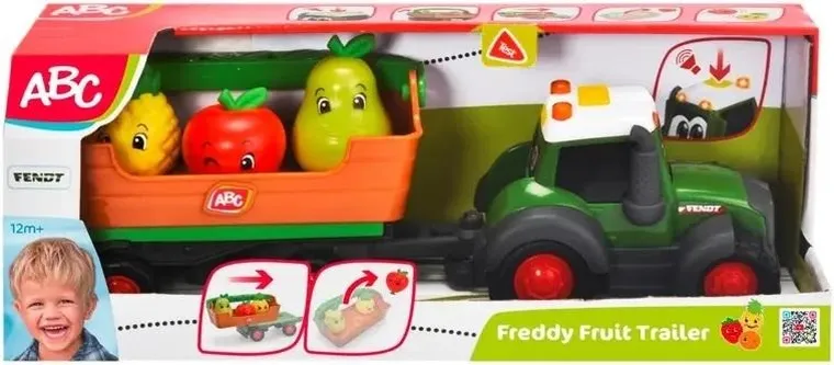 Simba, ABC, Freddy Fruit Fendt, Owocowy traktor z przyczepą, pojazd, światło i dźwięk, 30 cm