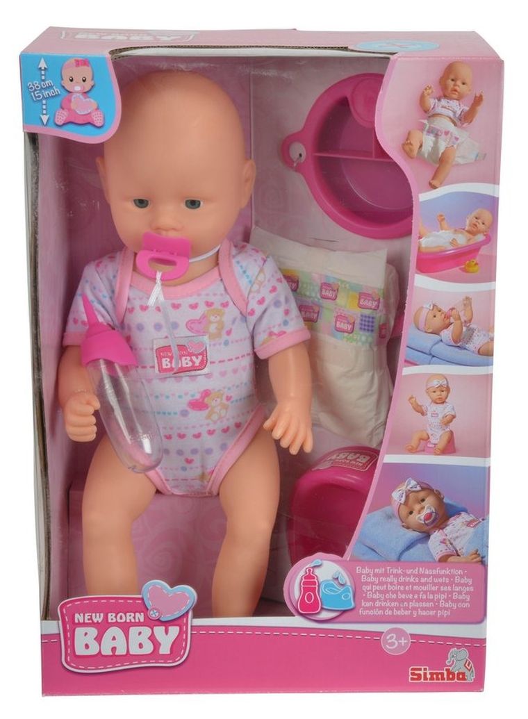 Simba, New Born Baby, lalka bobas z akcesoriami, 38 cm