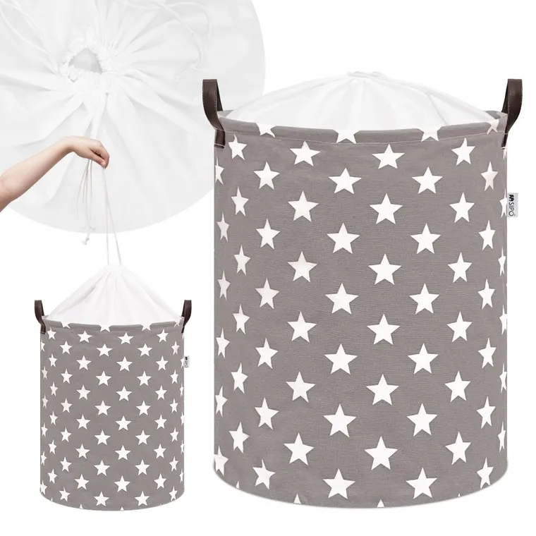 Sipo, kosz na zabawki XL, bawełniany, wodoodporny, zamykany na ściągacz, Gwiazdki
