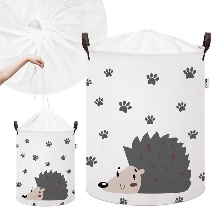 Sipo, kosz na zabawki XL, bawełniany, wodoodporny, zamykany na ściągacz, Jeżyk