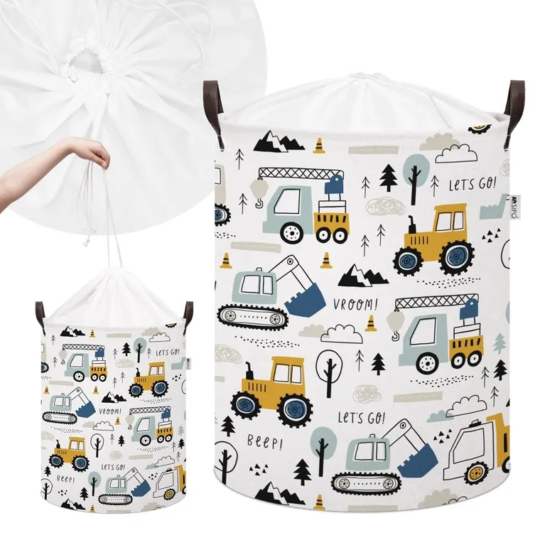 Sipo, kosz na zabawki XL, bawełniany, wodoodporny, zamykany na ściągacz, Mini autka