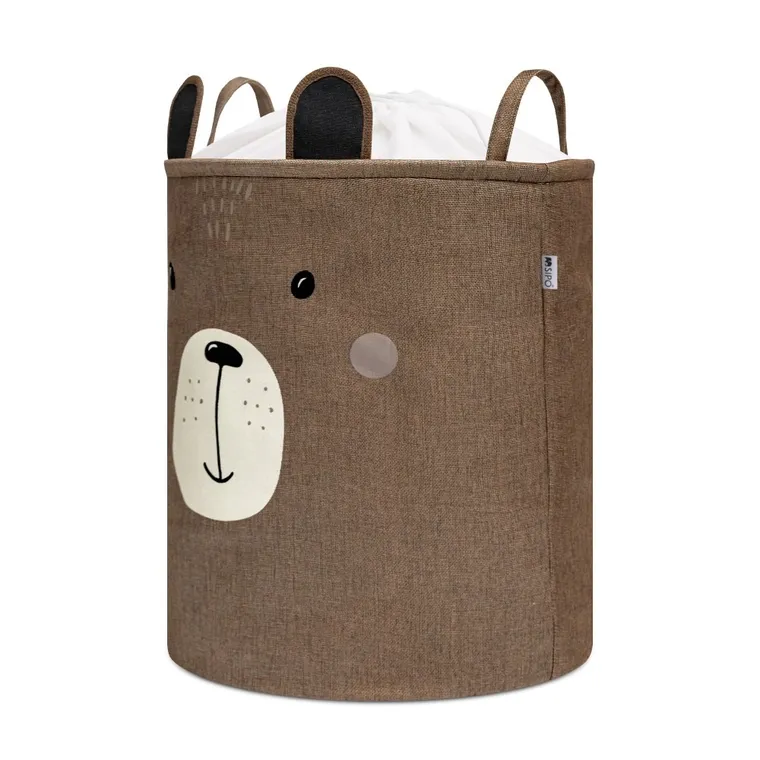 Sipo, kosz na zabawki XXL, wersja premium, zamykany na ściągacz, Brązowy miś