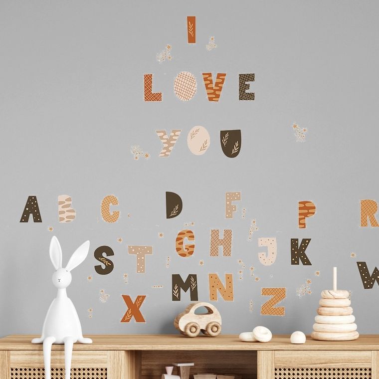 Sipo, naklejki na ścianę do pokoju dziecięcego, Alfabet boho