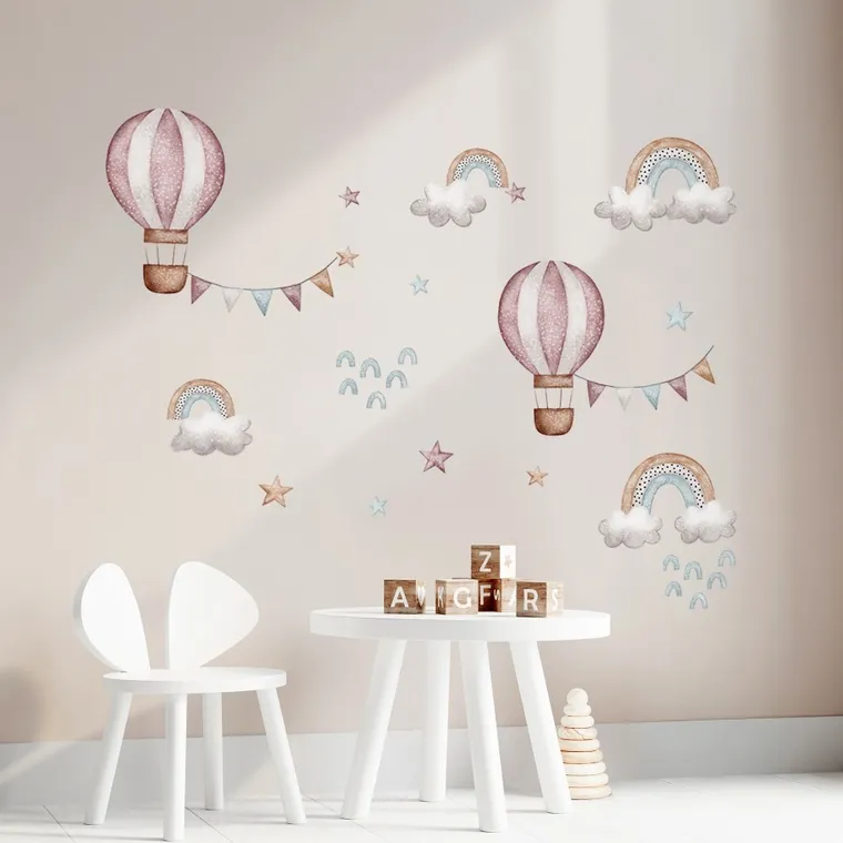 Sipo, naklejki na ścianę do pokoju dziecięcego, Balony i tęcza