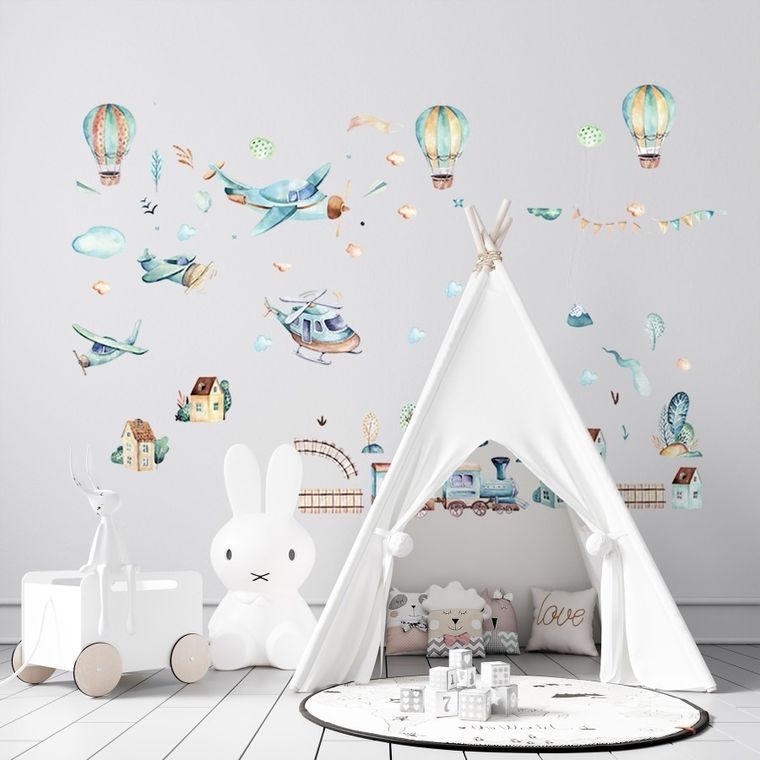 Sipo, naklejki na ścianę do pokoju dziecięcego, Samoloty i balony