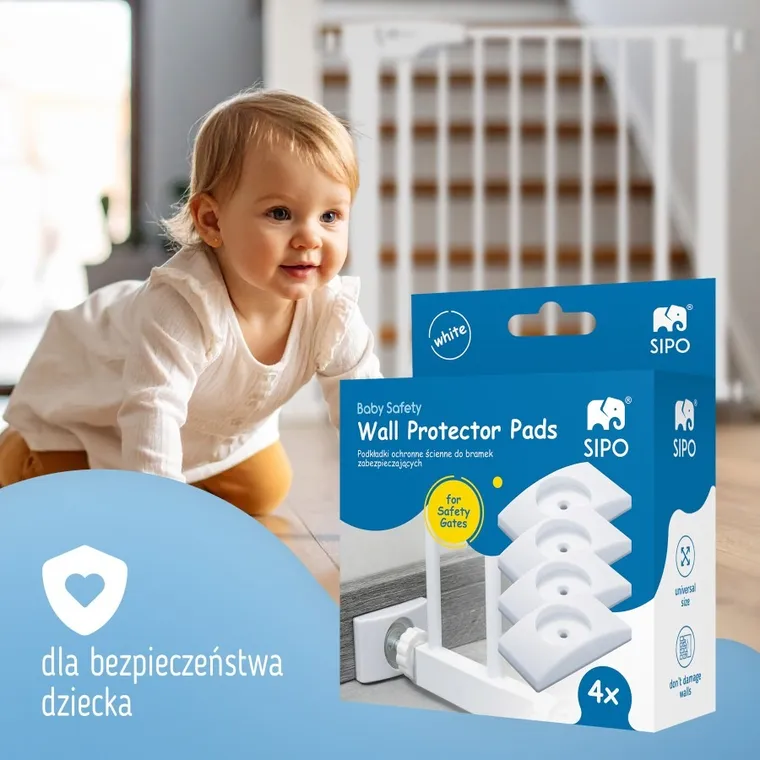 Sipo, zestaw podkładek ochronnych ściennych do bramek zabezpieczających, białe, 4 szt.