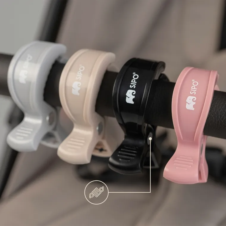 Sipo, zestaw uniwersalnych klipsów do wózka, beżowe, 2 szt.