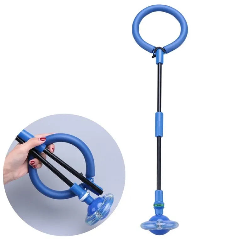 Skakanka, hula hop na nogę, składana, niebieska