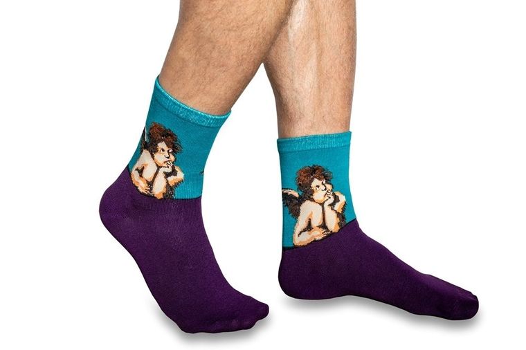 Skarpetki artystyczne, aniołki, fioletowy