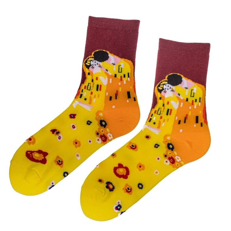 Skarpetki artystyczne, pocałunek, żółty