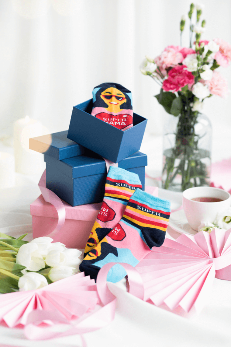 Skarpetki damskie, stopki, mix, Super mama, Italian Fashion