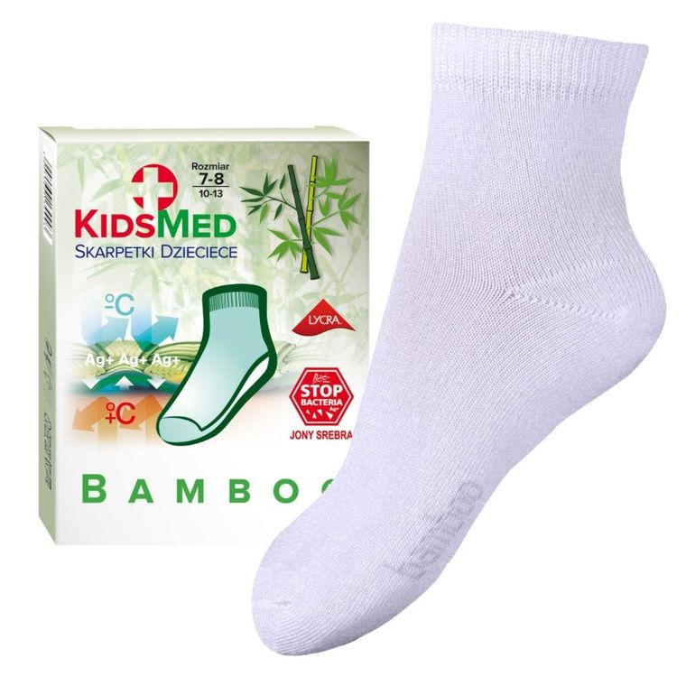 Skarpetki dziecięce bambusowe, białe, KidsMed