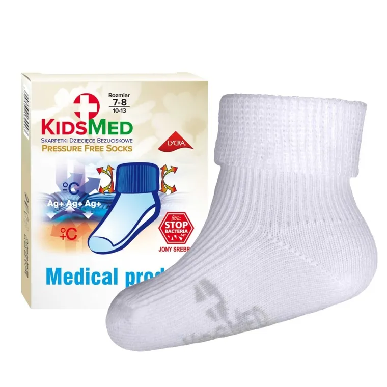 Skarpetki dziecięce bezuciskowe, białe, KidsMed