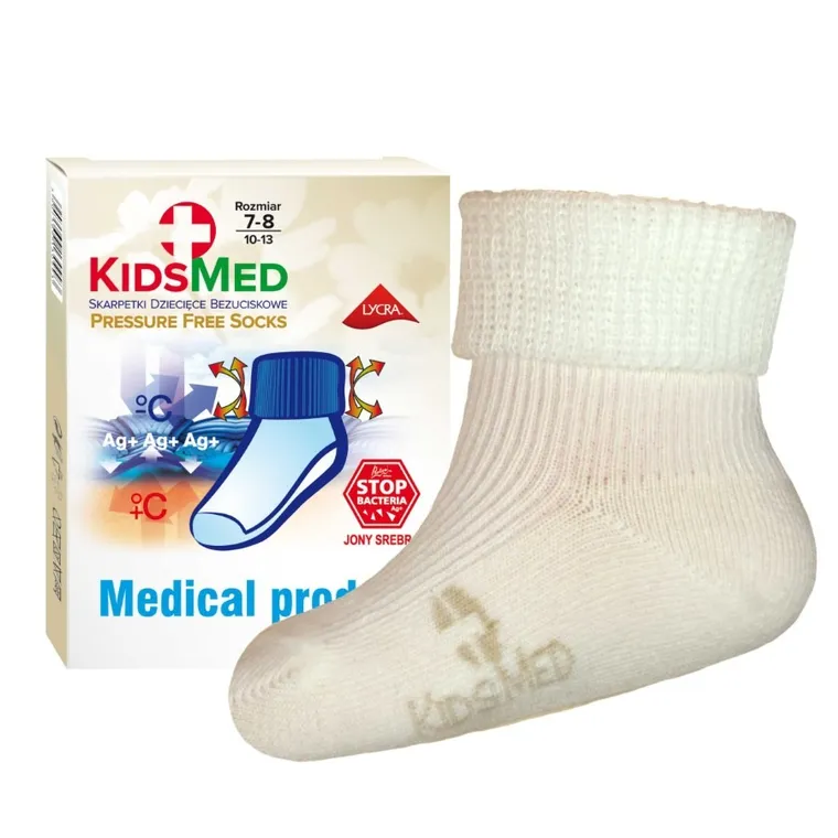 Skarpetki dziecięce bezuciskowe, ecru, KidsMed