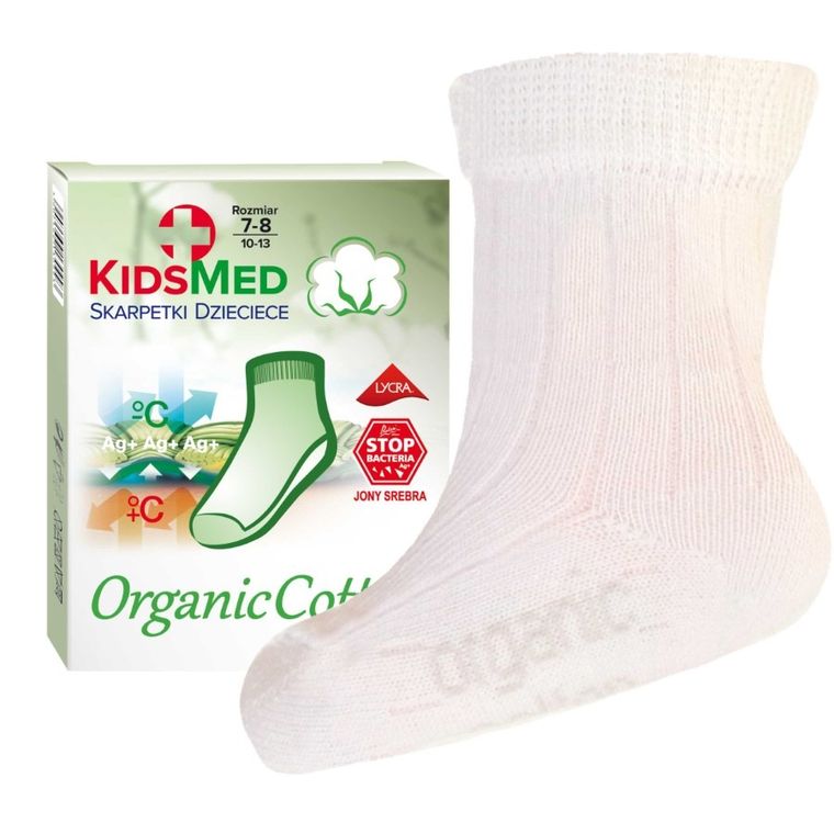 Skarpetki dziecięce, ecru, bawełna organiczna, KidsMed
