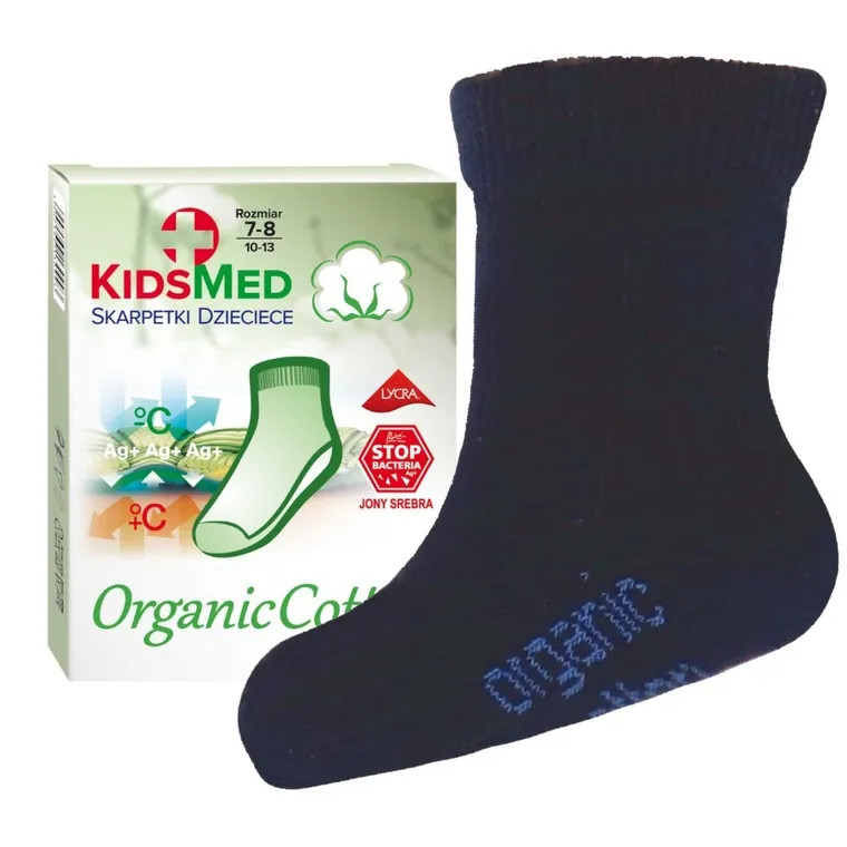 Skarpetki dziecięce, granatowe, bawełna organiczna, KidsMed