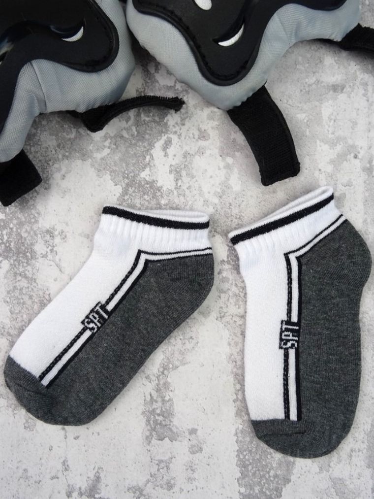 Skarpetki dziecięce, stopki, biało-szare, Milusie