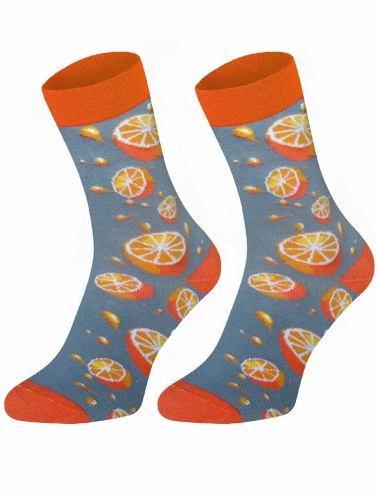 Skarpetki dziecięce, szaro-pomarańczowe, Milusie