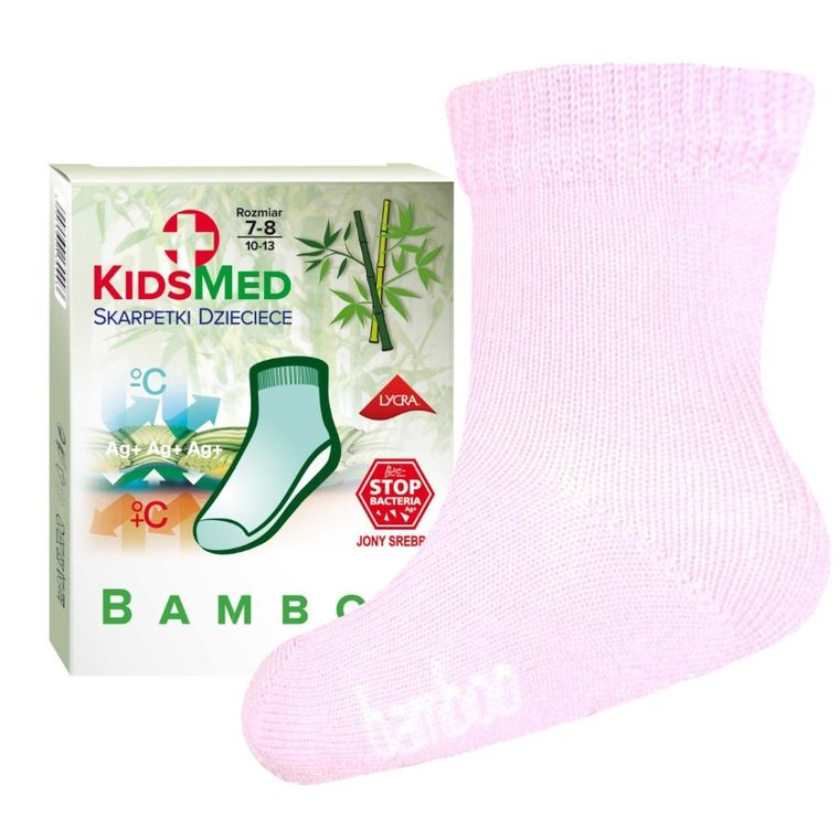 Skarpetki dziewczęce bambusowe, różowe, KidsMed