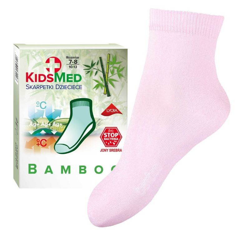 Skarpetki dziewczęce bambusowe, różowe, KidsMed