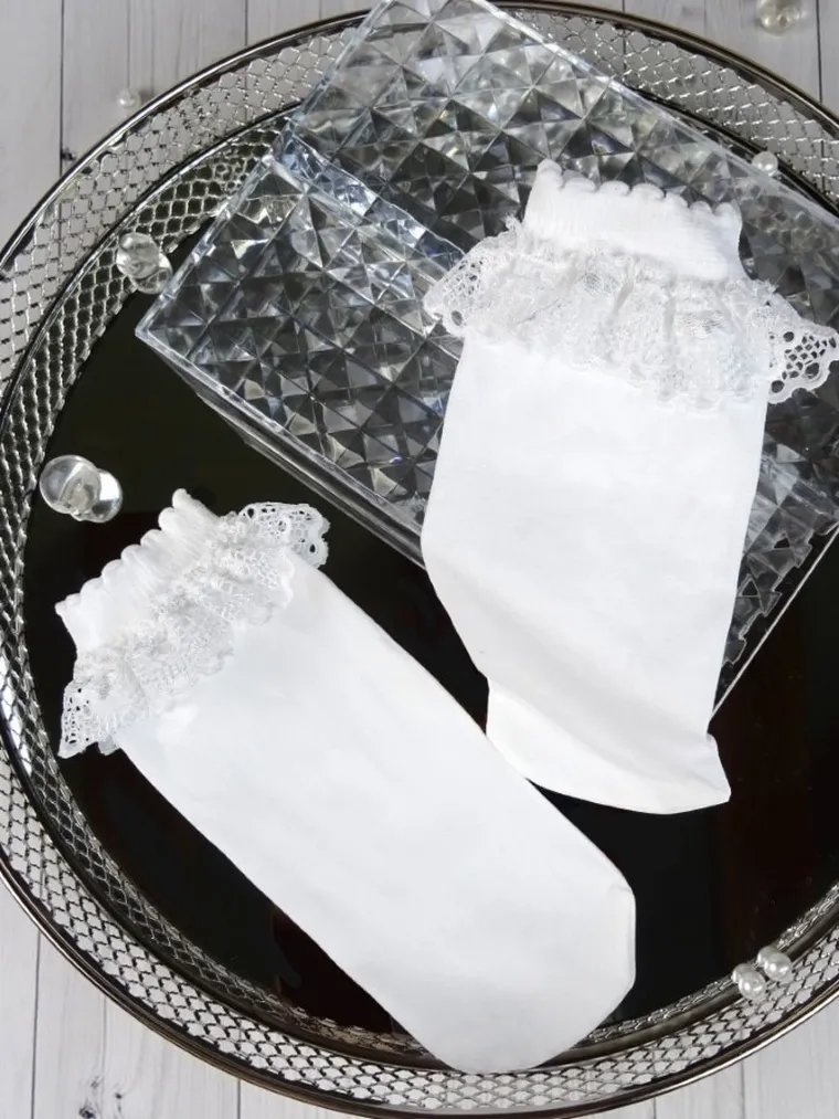 Skarpetki dziewczęce, cienkie, białe, Milusie