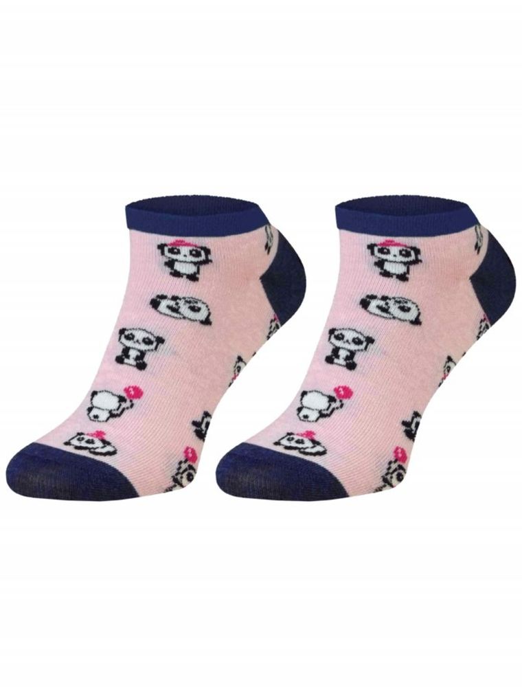 Skarpetki dziewczęce, stopki, różowo-granatowe, Milusie